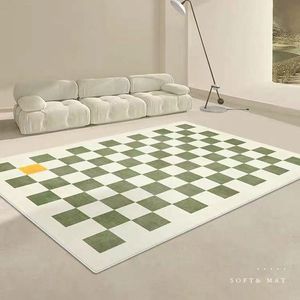 Carpets Checkerboard Carpet In The Living Room Modern Coffee Table Lounge Rugs Children Bedroom Home Floor Mats Decor