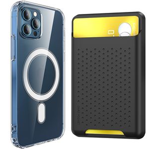 Crystal Clear Telefon Przypadki do iPhone 12 Kompatybilny z magnetycznym Kleisty Portfel Case Case Silikonowa Uchwyt Karty Kredytowej