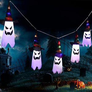 Strängar halloween dekoration glödande spöke häxa hatt sträng ljus hem trädgård skräck atmosfär rum lysslys ledd