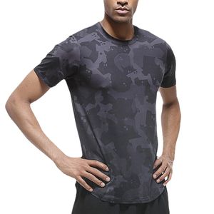 Wholesale yoga sports elastic for sale - Group buy Mens Yoga T shirt Short Sleeve Activewear High Elastic Ultra thin Quick Dry Camouflage Printing Exercise Outdoor Sports Tops