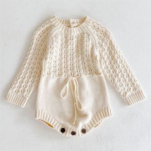 Spring Baby Ubrania Dziewczyny Romper Autumn Long Sleeve Girl Knit Hollow Out Rompers Jescuit 220525