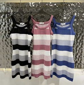 Womens Casual Striped Knitted Dresses Summer Sling Skirts Party Nightclub Embroidered Letters Lady Sexy Vest Dress