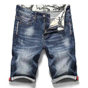 Summer Mens Stretch Short Jeans Fashion Casual Slim Fit High Quality Elastic Denim Shorts Male Brand Clothes 210322