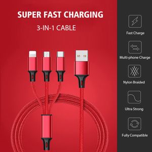 3 in USB Cables for Apple Iphone Huawei Samsung Charging Charger Micro US B Cable suitable to Android Type C Phone Cable