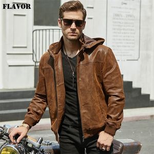 Новая мужская зимняя куртка из натуральной свиной кожи с капюшоном, мотоциклетная куртка из свиной кожи, куртка из натуральной кожи LJ201029