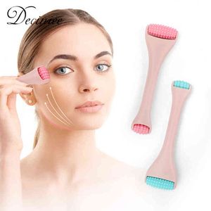 Double Head Silicone Face Roller Facial Beauty Massager Anti-Aging Skin Care Tool Reduce Cellulite Puffiness Wrinkles for220429
