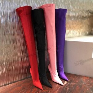 Designer Women Flower Blossom Ankle Boots Womens Extreme Pointed Toe Knife Fetish Bootie Sock Boot Woman High Heel Stretch