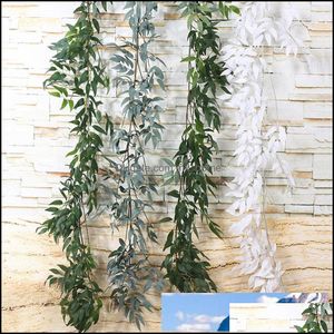 フェイクフローラルグリーンの家のアクセント装飾庭の結婚式の吊り花レイタン人工アイビーリーフガーランド常緑樹植物フェイクグリーン