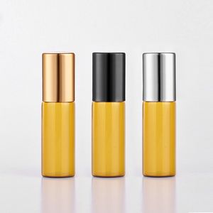 3ML 5ML 10ML Amber Thick Glass Essential Oil Roller Bottles Stainless Steel Roller Ball