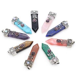 Pendant Necklaces Natural Stone Alloy Flower Crystal Sword Shape Exquisite Charms For Jewelry Making DIY Necklace Accessories 16x57mmPendant