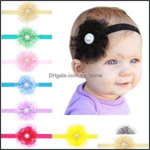 Bebek Bantlar Çiçekler Kızlar Hairbands Dantel Bebek Büyük Çiçek Inci Prenses Kafa Saç Aksesuarları Toddler Çocuklar Kafa Band Kha125 Drop De