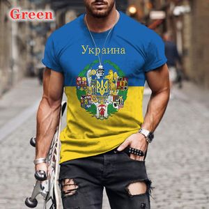 2022 T-shirts masculina bandeira da Ucrânia Ukraine Roupas de grandes dimensões Manga curta Tops 3D Casual Casual para homens Anime Sportswear 004