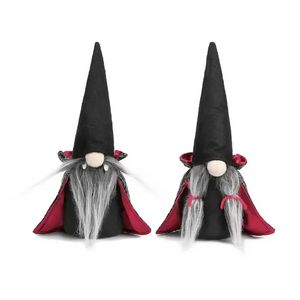 Halloween handgjorda Tomte Toy Swedish Gnomes Ornament med Witch Cloak Hat Christmas Doll Decor for Home P0720