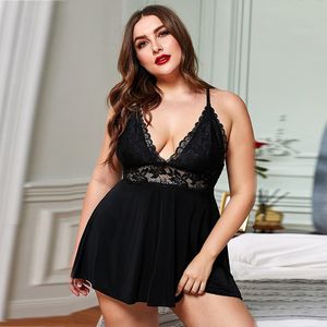 Sexy Lingerie Fat Woman Big Size Sexo Sexo Nightpress Suspender Lace Perspective Production Sem Tiro Vestido