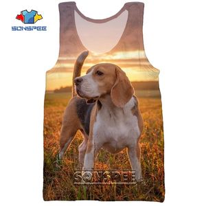 Sonspee 3D Print Animal Dog Beagle Face Men's Beach Tank Tops Casual rolig kroppsbyggande Gymmuskler Män ärmlös Vest Shirt 220627