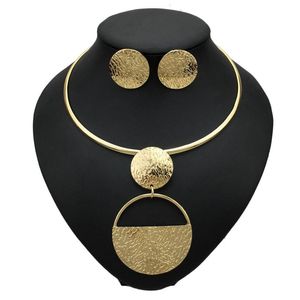 Punk Gold w koloru geometryczne metalowe zestawy biżuterii dla kobiet Choker Naszyjniki Zestaw Zestaw Akcesoria2404