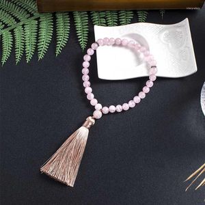 Fios de miçangas de 8 mm de rosa quartzo islâmico tasbih 33 bracelete de contas e mulheres tagar uma bênção de rosário rosário natural semiprecioso judeu judeu