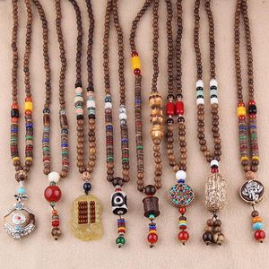 Pendant Necklaces Vintage Bodhi Wood Bead Long Eiffel Tower Necklace Women Wooden Sweater Chain Cotton And Linen For Men WholesalePendant