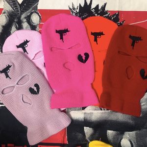 Three-Hole Knitted Hat Love Gun Hat Men and Women Warm Wool Ear Protection Riding Cap Multi-Color Optional