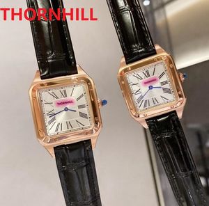 Uomo Donna Quadrante quadrato romano Orologio 42mm 32mm Moda casual Vera pelle Lusso Giappone Movimento al quarzo Batteria Coppia Amanti Orologio Orologi Relojes De Marca Mujer