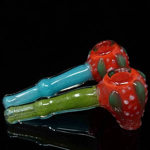 Cool Colorful Strawberry Pipes Pyrex Thick Glass Dry Herb Tobacco Bowl Handpipe Portable Oil Rigs Innovative Bong Smoking Filter Tube Holder Handmade DHL Free