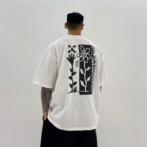 Koreansk stil t -shirt för män fitness lös tryck kort ärm man avslappnad överdimensionerad bomull tees manliga streetwear gymkläder 220719