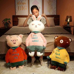 1Pc 5580Cm Cartoon Rabbit Teddy Bear Pig Plush Toy Stuffed Soft Animal Pillow Cute Dolls Birthday Christmas Gift For Baby J220729