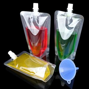 Travel Drinkware Drink Spout Pouches Transparent Plastic Bags Sealed Juice Storage Bag Beverage Summer Ice Cold Drink Pouch Portable