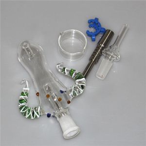 Hookah Nectar Bong Set Octopus Design 14mm med Titanium Nail Quartz Tip Mini Glass Water Pipes Bongs