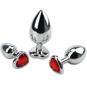 Massagem 3 tamanho de tamanho anal plug plug Heart Stainless Aço Cristal de Butt Plug Plainles Metal Estimulador Brinquedos sexuais para mulheres vibrador de massageador de próstata