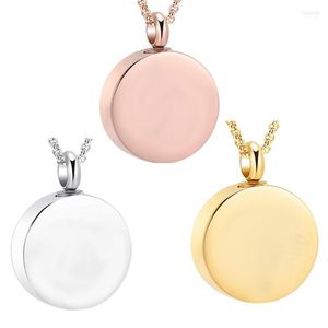 Pendant Necklaces Stainless Steel Cremation Round Urn Necklace Ashes Jewelry For Women Men Pet Keepsake Memorial Locket Ash HolderPendant El