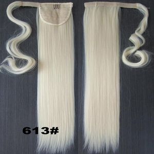 Großhandels-Blondes 22-Zoll-langes gerades Pferdeschwanz-Pferdeschwanz-Klipp-in-Haar-Verlängerungen-reales natürliches Haarteil 47Colors