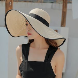 Chapéu de palha de sol para mulheres para mulheres largura UV upf 50 chapéus de tonalidade de verão mulher mulher dobrável rolagem de praia chap sunhats sunhats