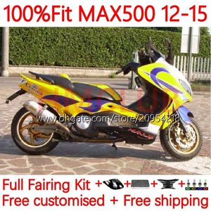 Injektionsmögelmässor för Yamaha TMAX-500 MAX-500 T MAX500 12-15 Kroppsarbete 33no.8 Tmax Max 500 Tmax500 12 13 14 15 T-MAX500 2012 2013 2014 2015 OEM Body Kit Yellow Black Black