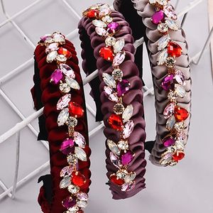 New Simple Charming Colorful Headbands for Women Metal Alloy Hair Band Wedding Fashion Rhinestone Hair Jewelry Gift
