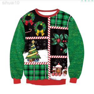 Män kvinnor roliga ful jultröja 3d julgran tryckt höst vinter semester party tröja pullover xmas jumpers l220801