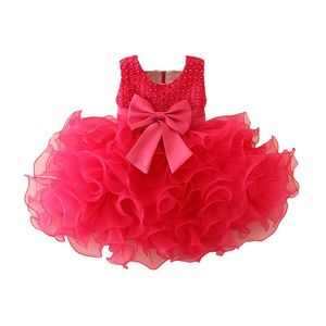 Vestiti da ragazza Vestiti per bambini 2022 Vestito Neonate Summer Girl Layered With Bow Party Wedding Toddlers OnesiesGirl's