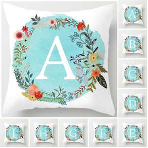 Cushion/Decorative Pillow Fuwatacchi White Letter Cover In A Blue Background Wreath Flower Pillowcase For Sofa Cushion Home Decor Pillowcase