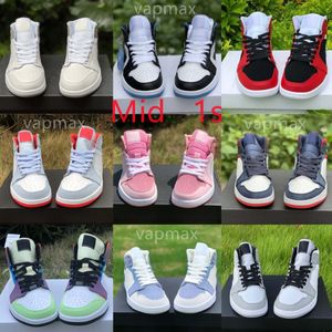 Newest Collection Mid 1s SE Basketball Shoes Vapmax Multicolor University red Paris Sail Light Smoke Grey 2.0 bred orange Digital Pink mens women sports Sneakers
