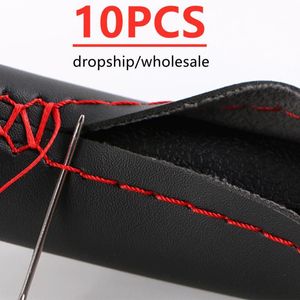 Steering Wheel Covers DIY Car Cover Braid With Needles And Thread Artificial Leather AccessoriesSteering