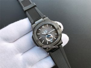 caijiamin - الرجال التلقائية الميكانيكية ووتش رجالي الساعات الأسود حالة المطاط حزام الأعمال عارضة ساعة اليد