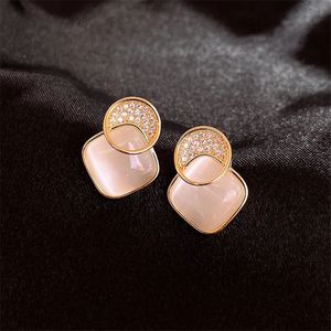 Runde Quadrat Ohrstecker Katzenauge Stein Ohrring für Frauen kleine frische Eardrop Mode Brincos Schmuck Geschenke
