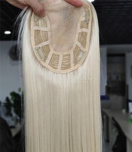 New Coming Stock Russian Blonde Virgin Human Hair Toppers Mono With Open Weft Base Pieces for Thinning Women