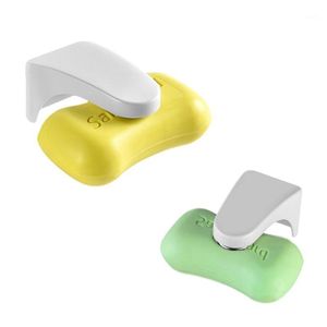 Soap Dishes Magnetic Hanging Holder Wall Mounted White Self-adhesive Plastic Drain Dish Bathroom OrganizerSoap