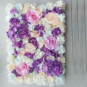 Dekorativa blommor kransar x60 cm Silk Rose Flower Wall Artificial Diy Wedding Decor Pography Purple Baby Shower Hair Salon Bakgrund