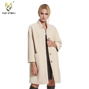 Damenmäntel Schafschur Pelzmantel Frauen mit Stehkragen Winter Schafschur Weihnachtsgeschenk Fur Story FS17142 201215