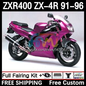 Bodywork Kit för Kawasaki Ninja ZXR-400 ZX 4R Cowling ZXR 400 CC 400cc Fairing 12dh.126 ZX-4R ZXR400 91 92 93 94 95 96 ZX4R 1991 1992 1993 1994 1995 1996 Body Metal Pink