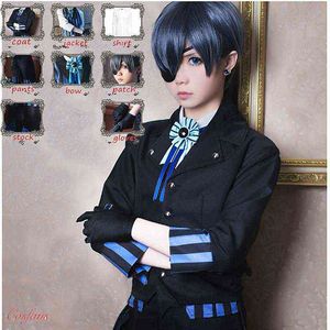 Mężczyzna kobieta kuroshitsuji Kuroshitsuji Cosplay Ciel Phantomhive Cos japonia ubrania Carnaval chodź garnitury z peruką jednolity komplet L220714