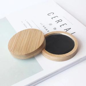 Wood Small Round Mirror Portable Pocket Mirror Wooden Mini Makeup Mirror Wedding Party Favor Gift Custom Logo DH875