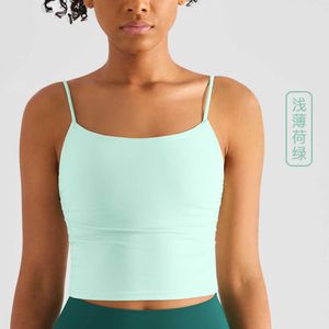 Yoga Suspender Vest Kvinnors Tank Toppar Naken Känsla Andningsskydd Pläterad Sport Bra Fitness Underkläder Gym Klädtransport T-shirt